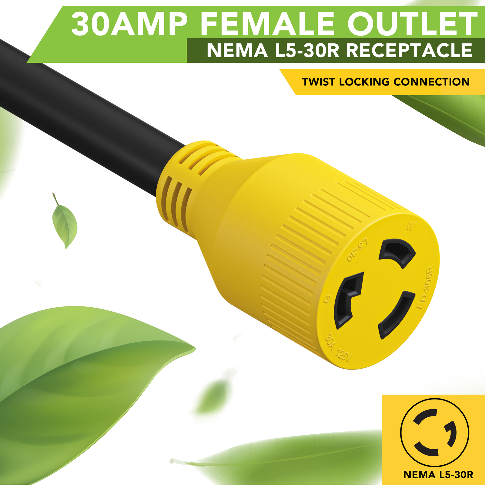 Generator Extension Cord 15 Ft 3 Prong Power Cable 10 3 30 Amp Adapter Plug New
