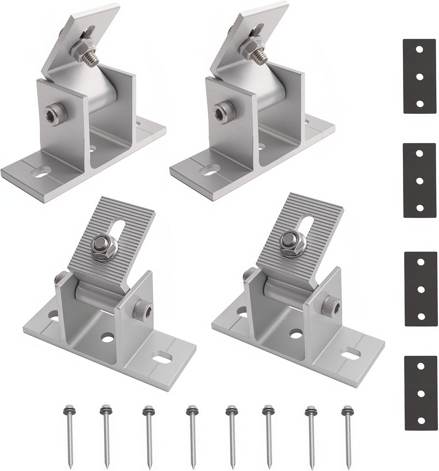 4 Pack Adjustable Solar Panel Tilt Mount Bracket Base, Angle Silver
