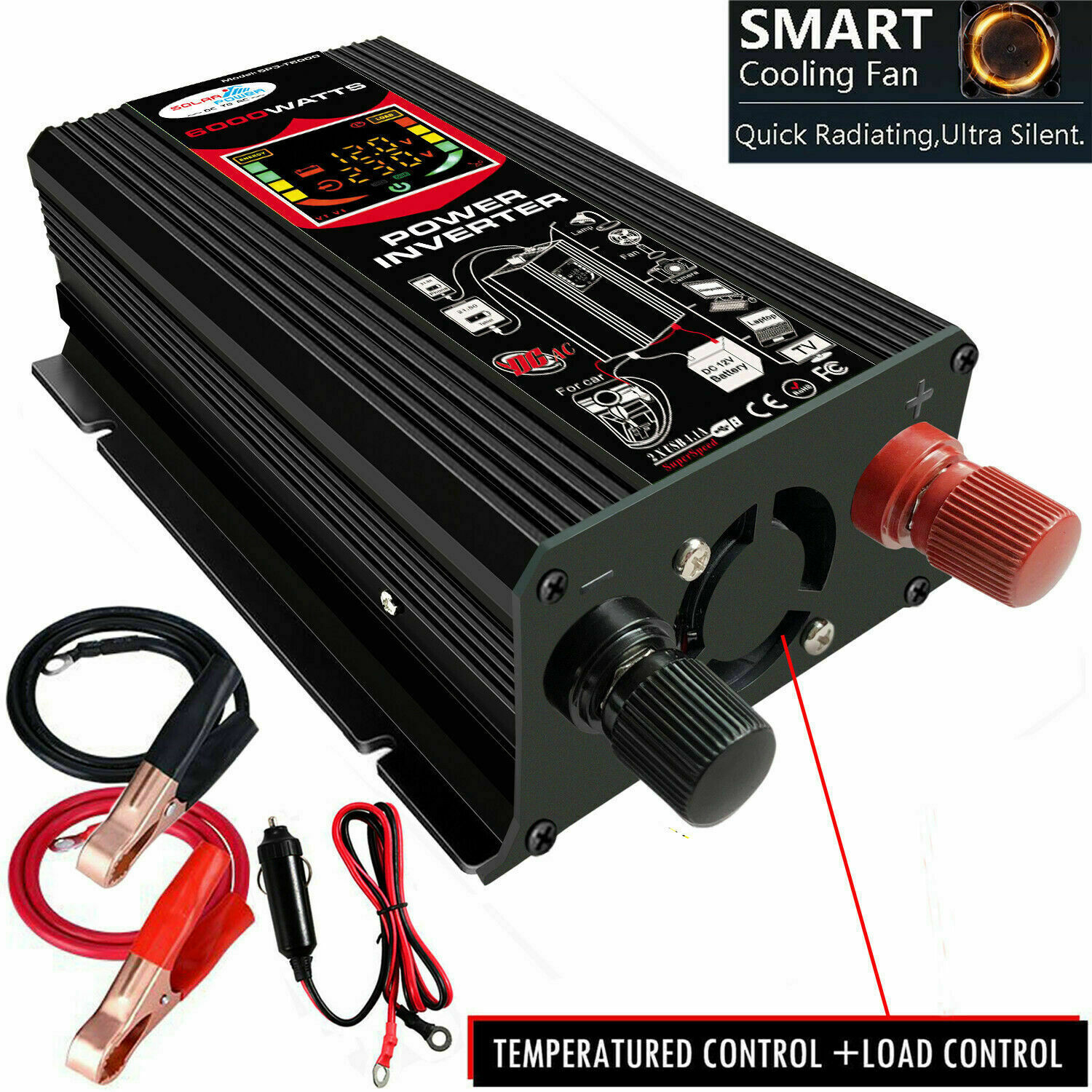 500W Car Boat DC 12V To AC 220V USB Converter Power Inverter Smart Display
