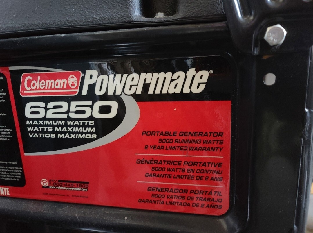 Backup generator portable 6250 W Coleman Briggs & Stratton Excellent Condition