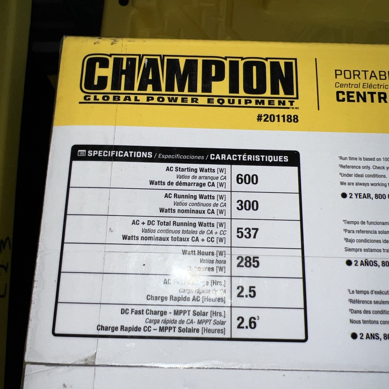 Champion Inverter Generator 600 Starting Watts. 300 Running Watts New In Box!
