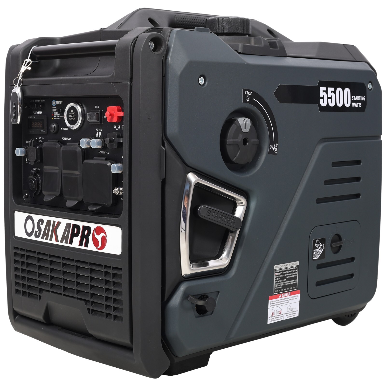 5500W Portable Inverter Generator 224cc 4 Stroke Gas&LPG Electric&Remote Start