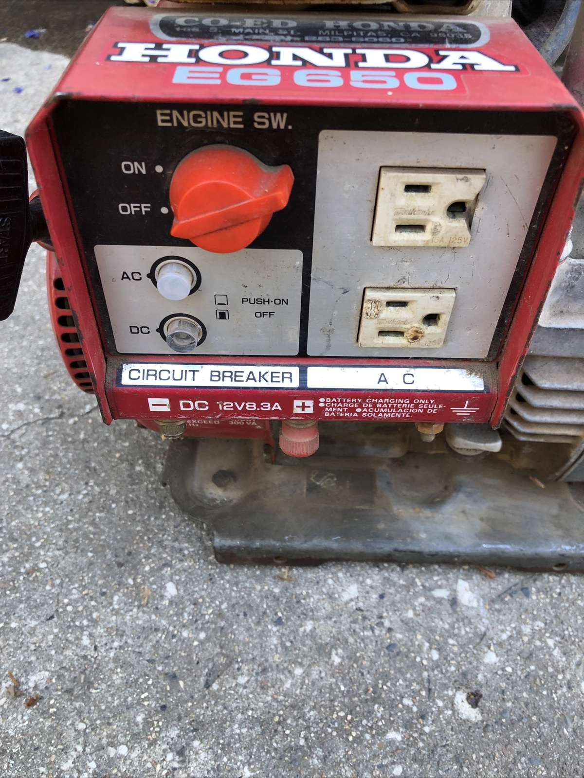 Honda Generator EG650 Gas Powered Portable Camping 650 Watt 120v 12v AC DC Japan