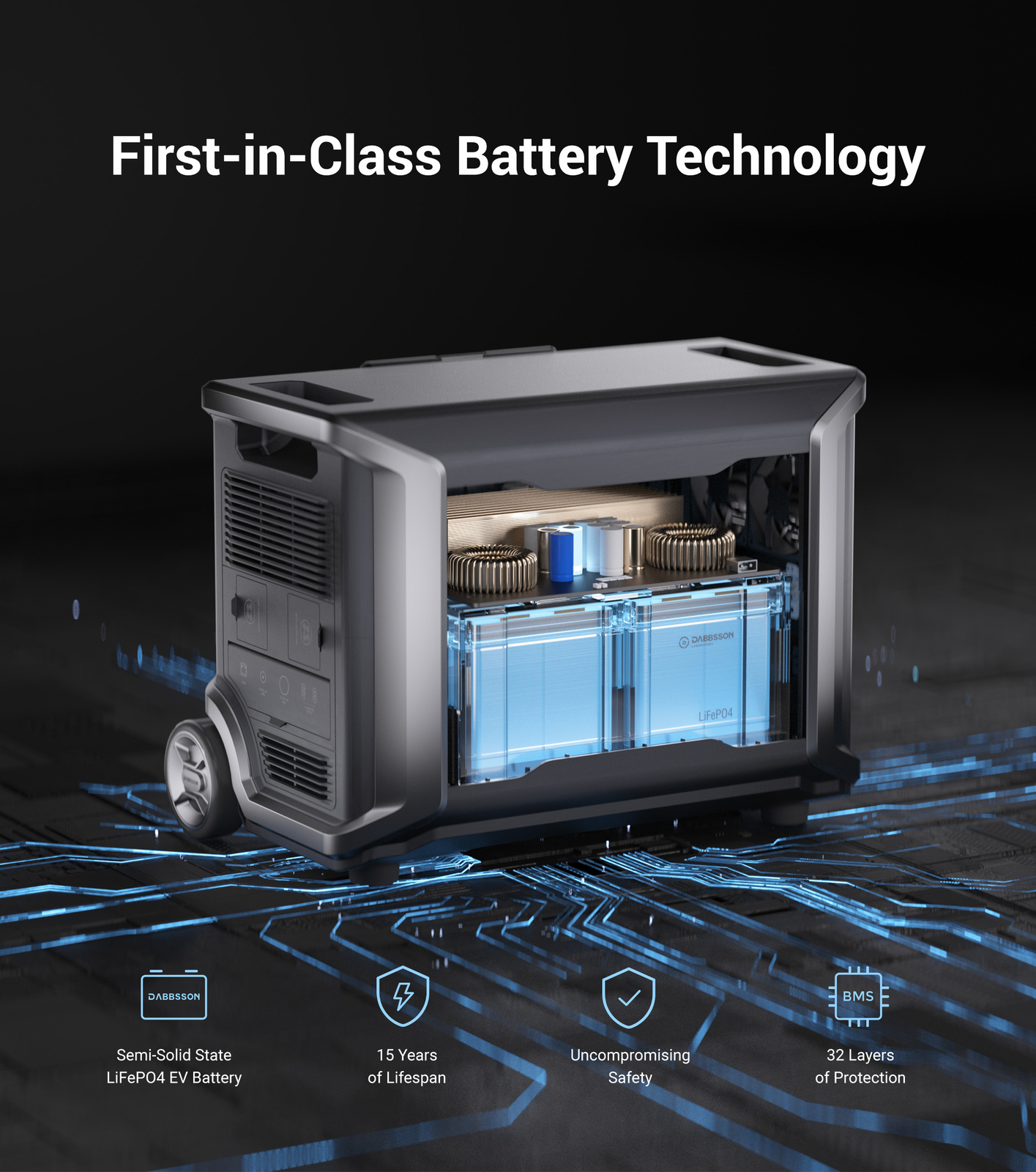 3430Wh 3600W DBS3500 Portable Power Station Solar Generator for Camping Dabbsson