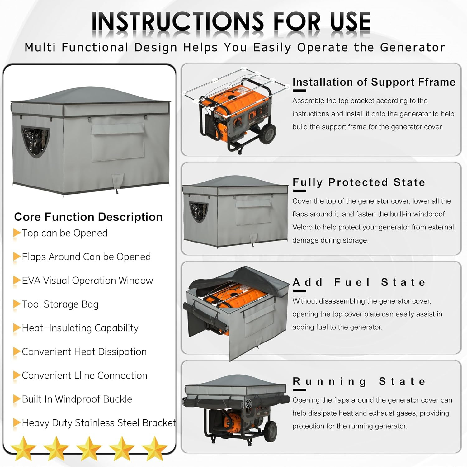 Generator Tent with Bracket, Generator Covers While Running, Waterproof Heavy