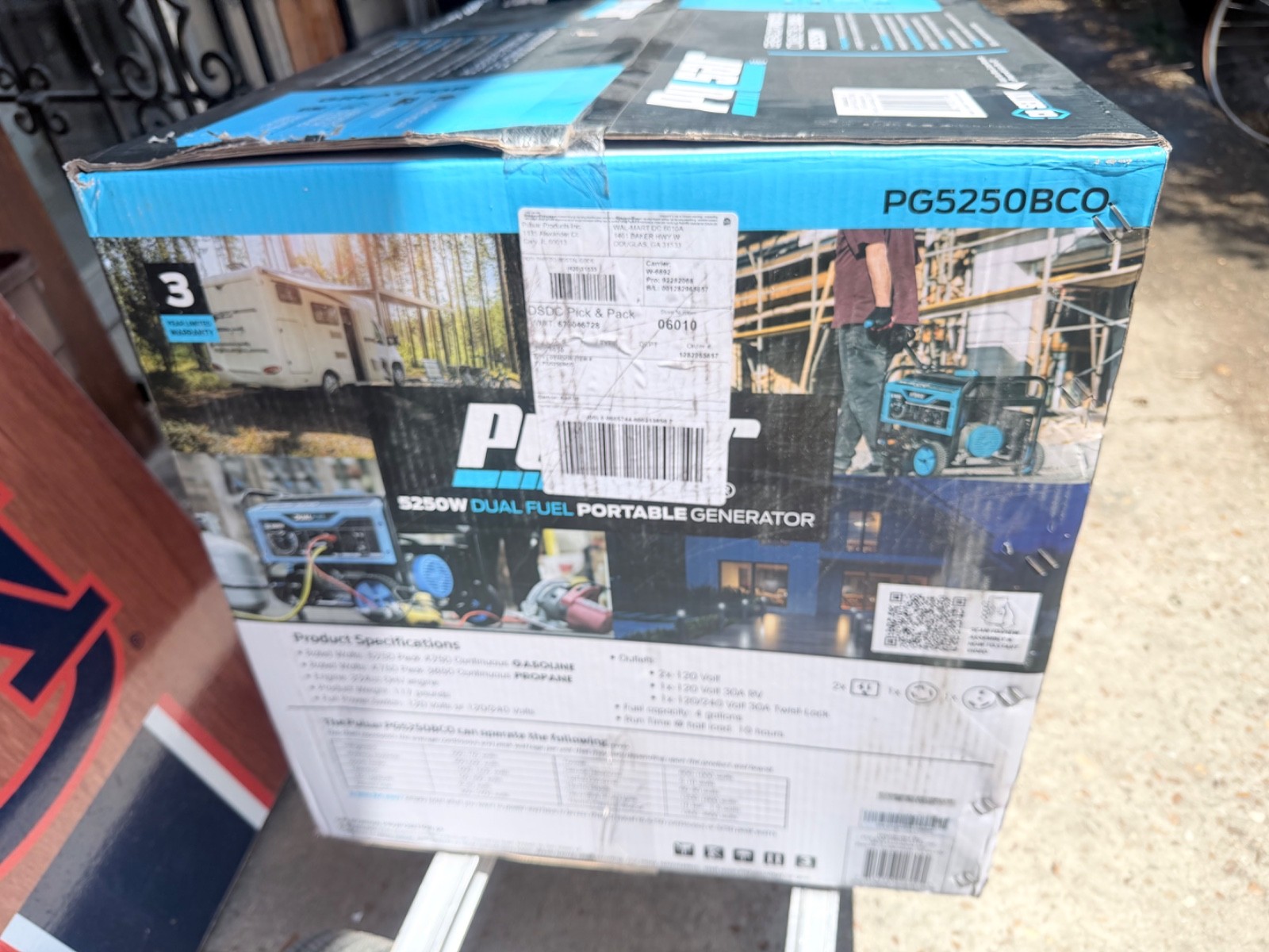 Pulsar PG5250BCO 5250W Dual Fuel Portable Generator 224cc Propane or Gas