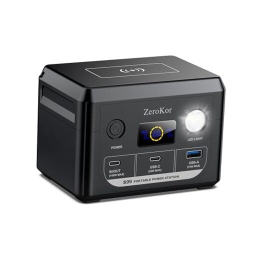 100W Portable Power Station, 96Wh Small Generator 30000mAh LiFePO4 Dark Grey