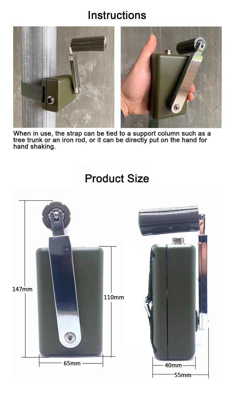 Hand-Crank Generator Silent Emergency Phone & Laptop Charger Portable