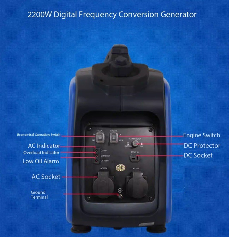 Gasoline Generator for Home Use, Inverter Type, 800W/1kW/2kW/3kW Quiet Operation