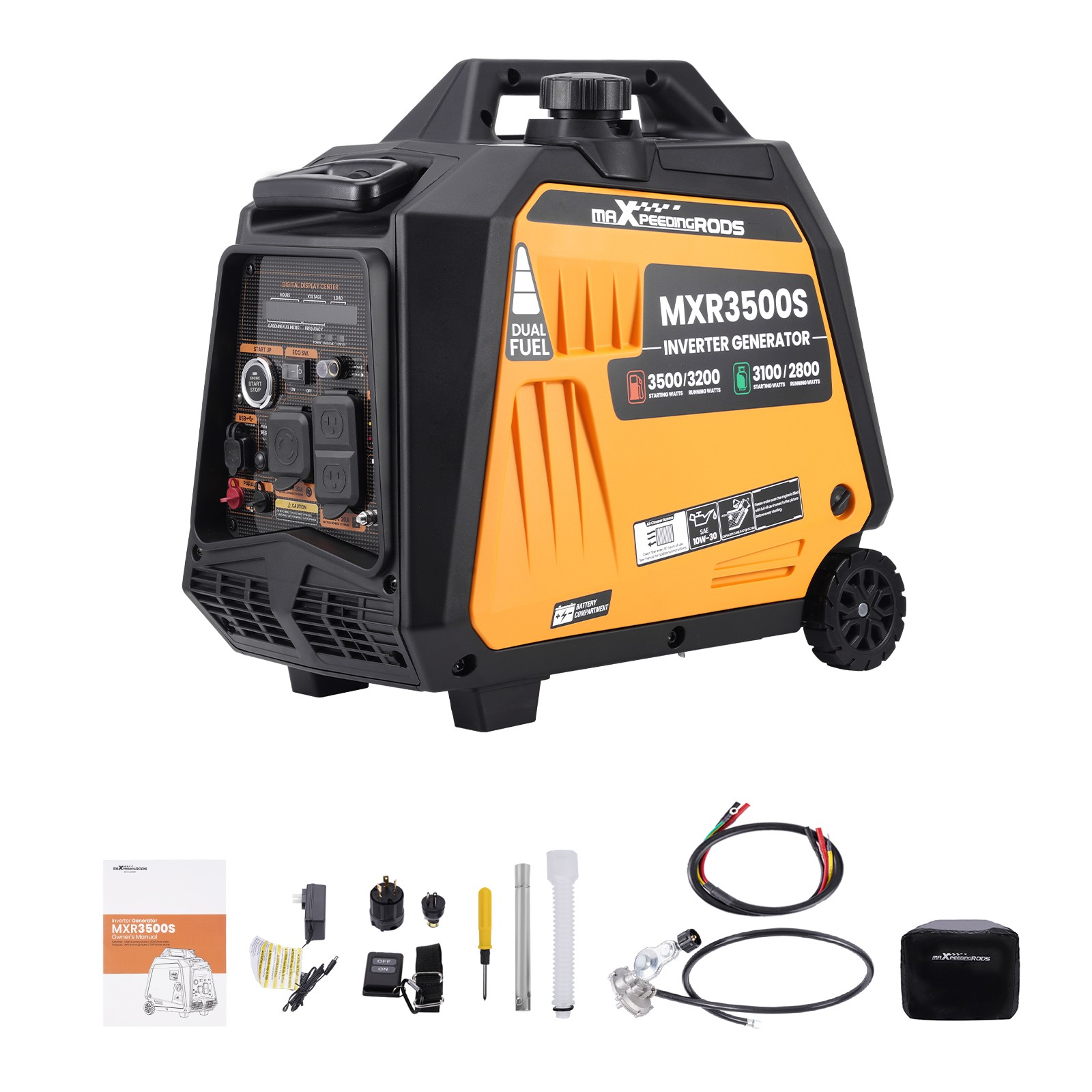 3.5KW Portable Super Quiet Dual Fuel Inverter Generator Electric Start Gas / LPG