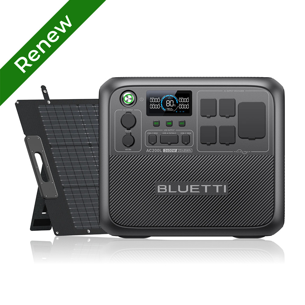 BLUETTI AC200L 2048Wh Portable Power Station+200W Solar Panel Kit for Backup