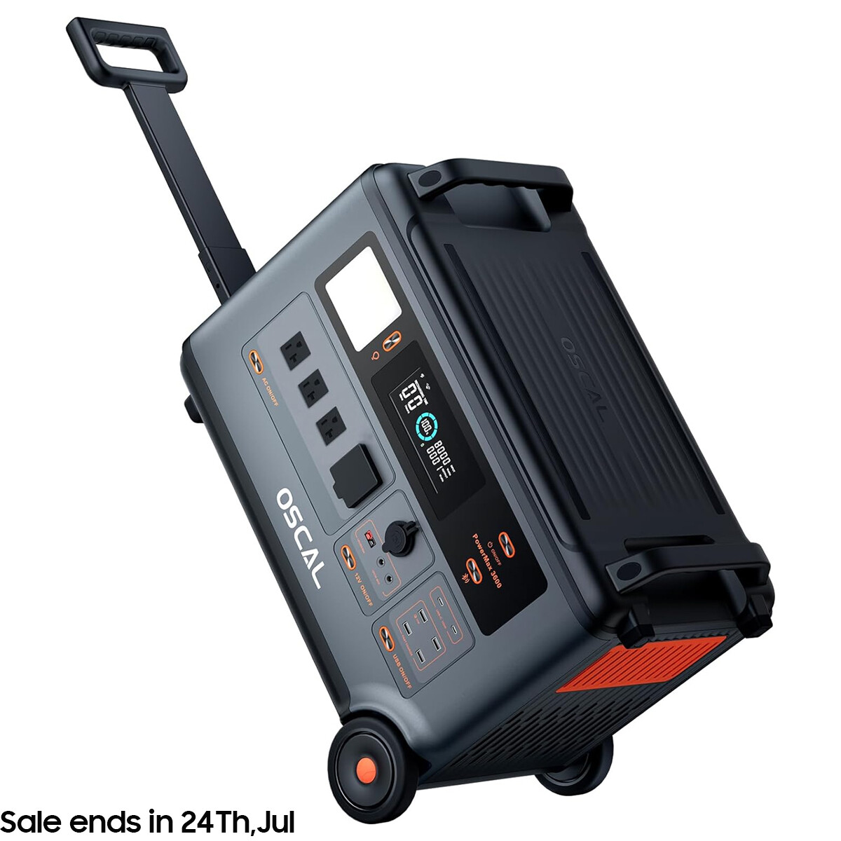 OSCAL Portable Power Station 3600Wh LiFePO4 Solar Generator 3000W (Surge 6000W)