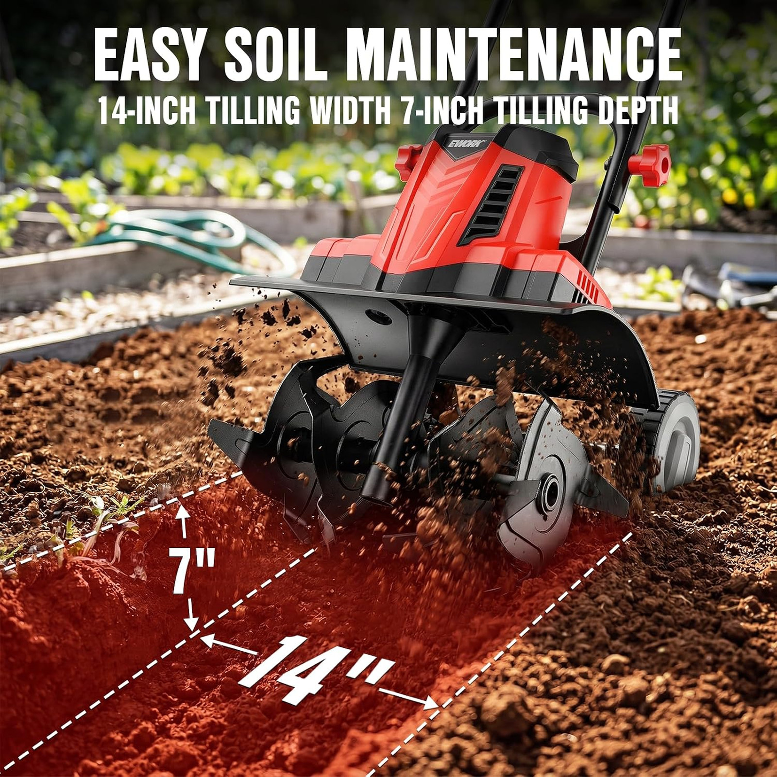 Corded Electric Tiller 14 Inch 10 Amp Rototiller Cultivator for Garden Lawn Soil