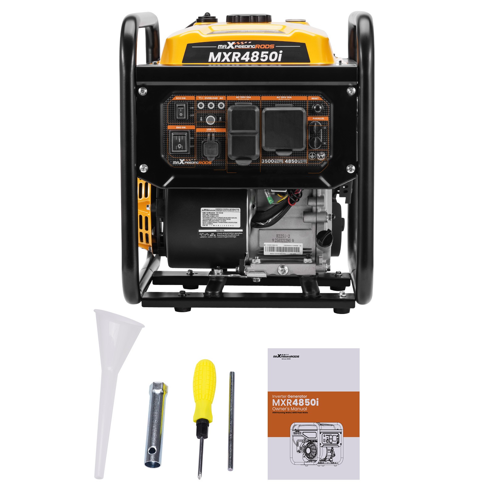 Portable Inverter Generator 3500W Quiet 72dB ECO Mode 7.5L Tank Capacity