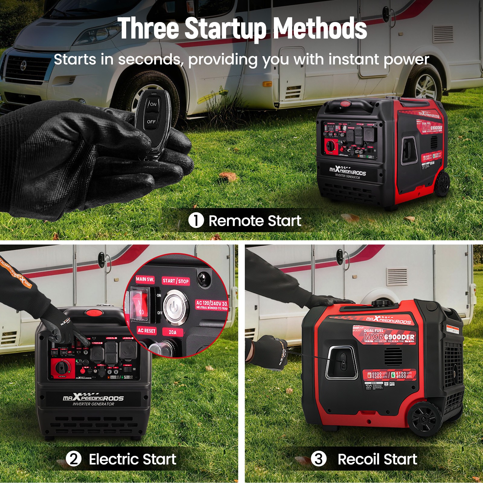 5200W Running Dual Fuel + 120/240V – Quiet 62dB for Backyard Parties & RV