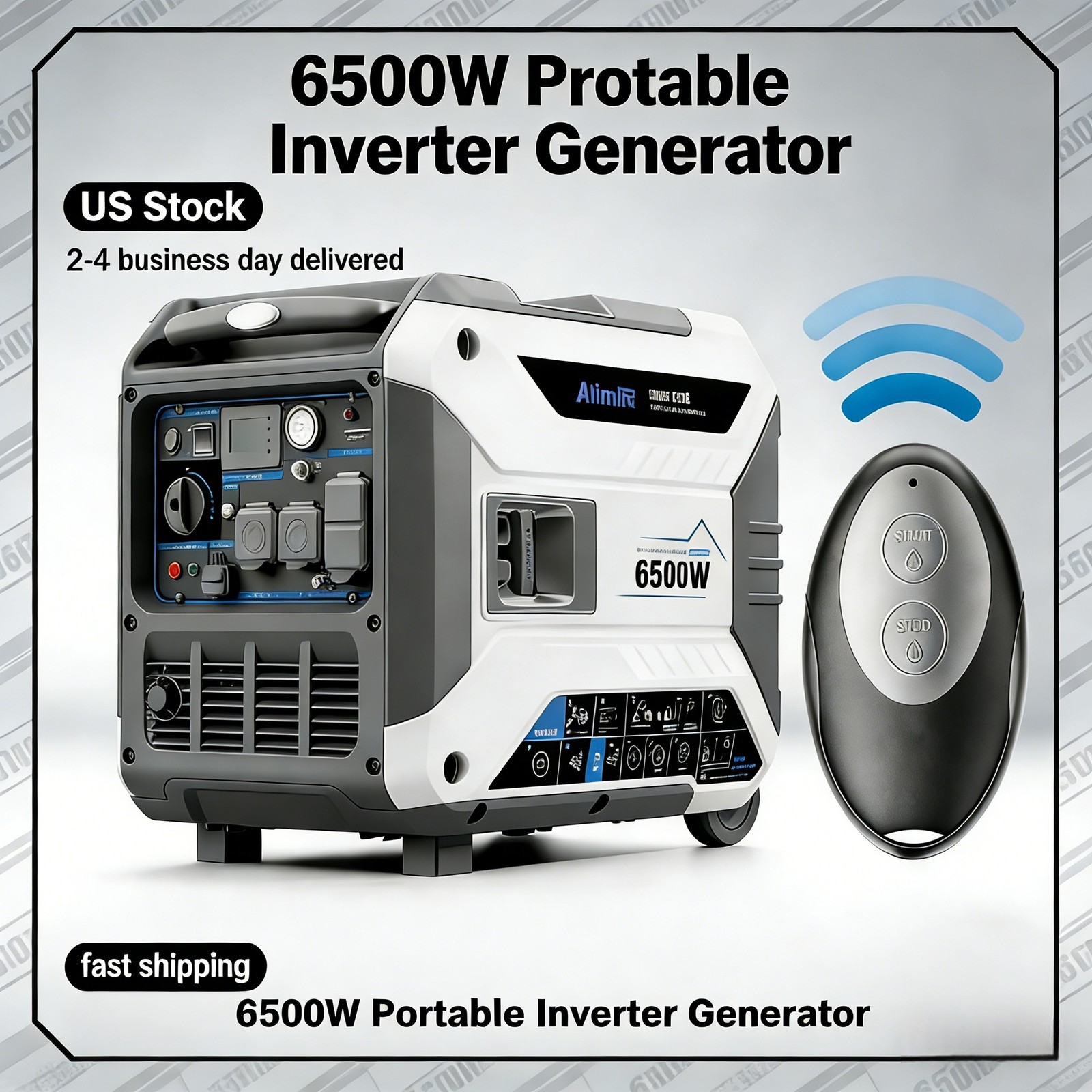 4-Stroke 6500 Watt Inverter Generator Engine Gas LPG 11L Remote Start Quiet 60Hz