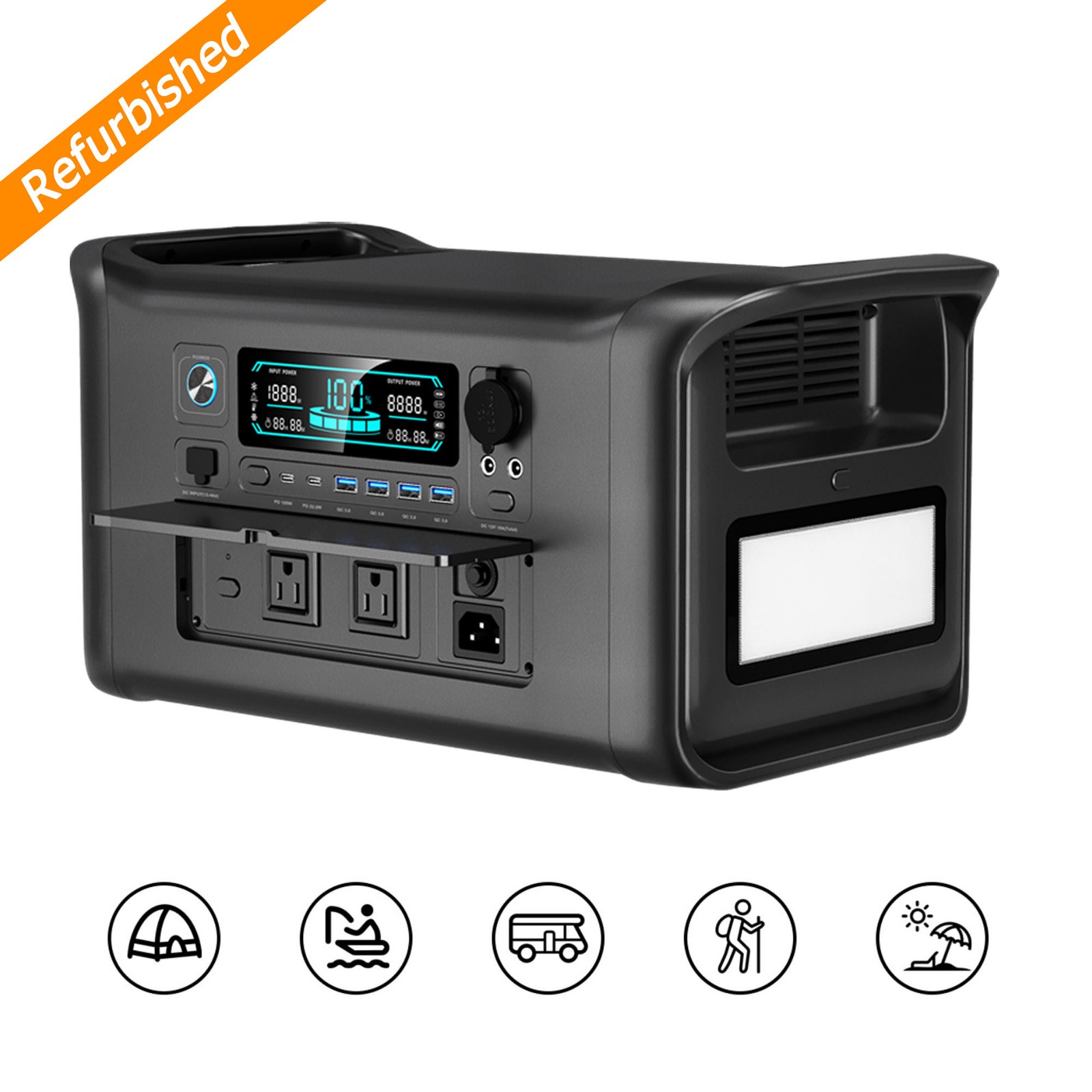 1800W/1600W Portable Power Station 1024Wh LiFePO4 Generator, 95W Solar Panel