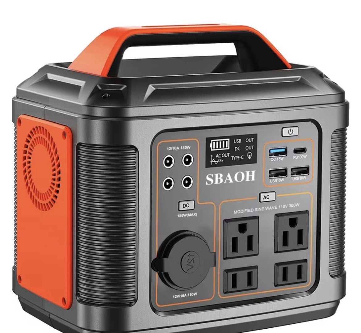 SBAOH Portable Power Station P302,296Wh Lithium Battery with 300W AC Outlets