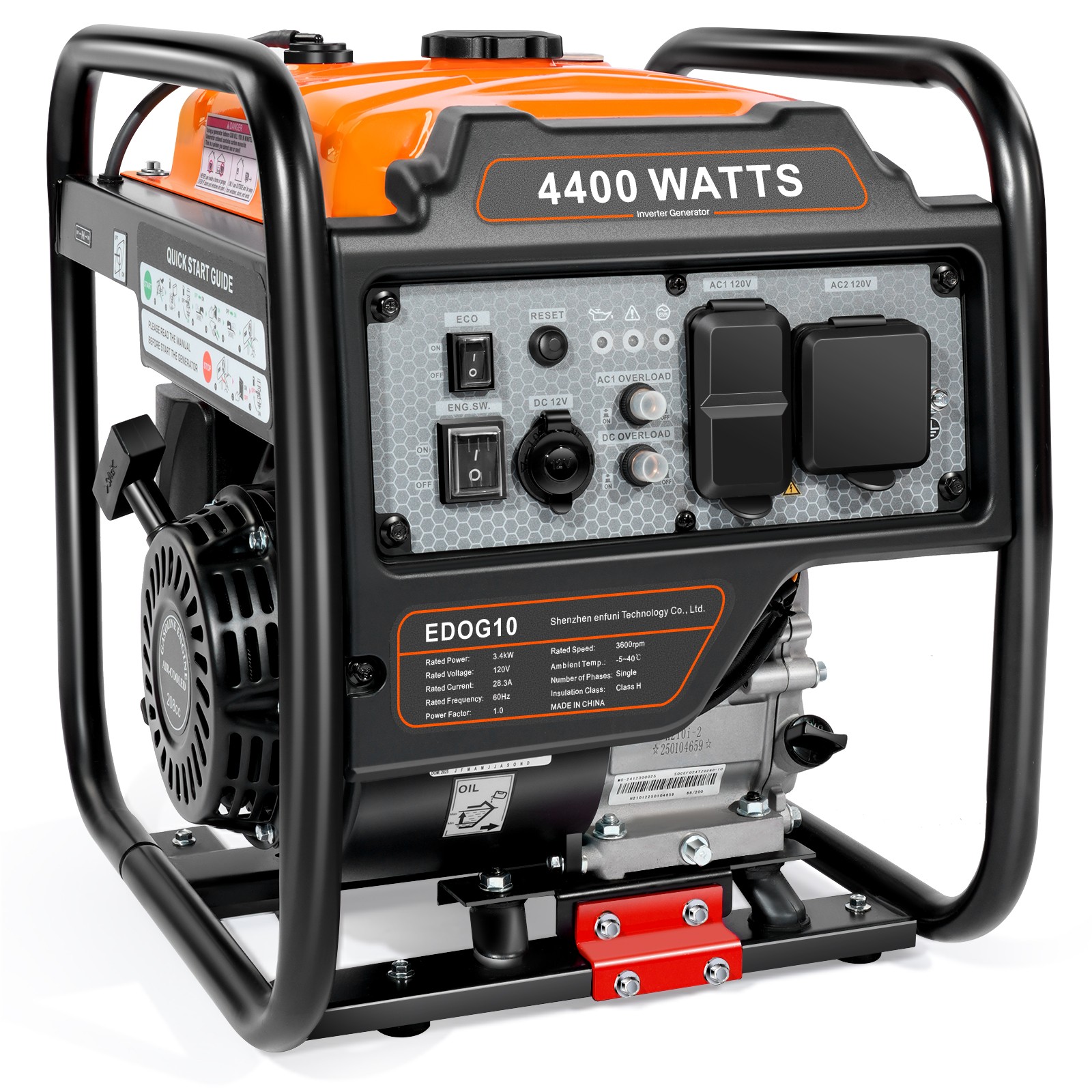 Inverter Generator Gas Powered 4400W 30A Outlet for Home Backup Construction