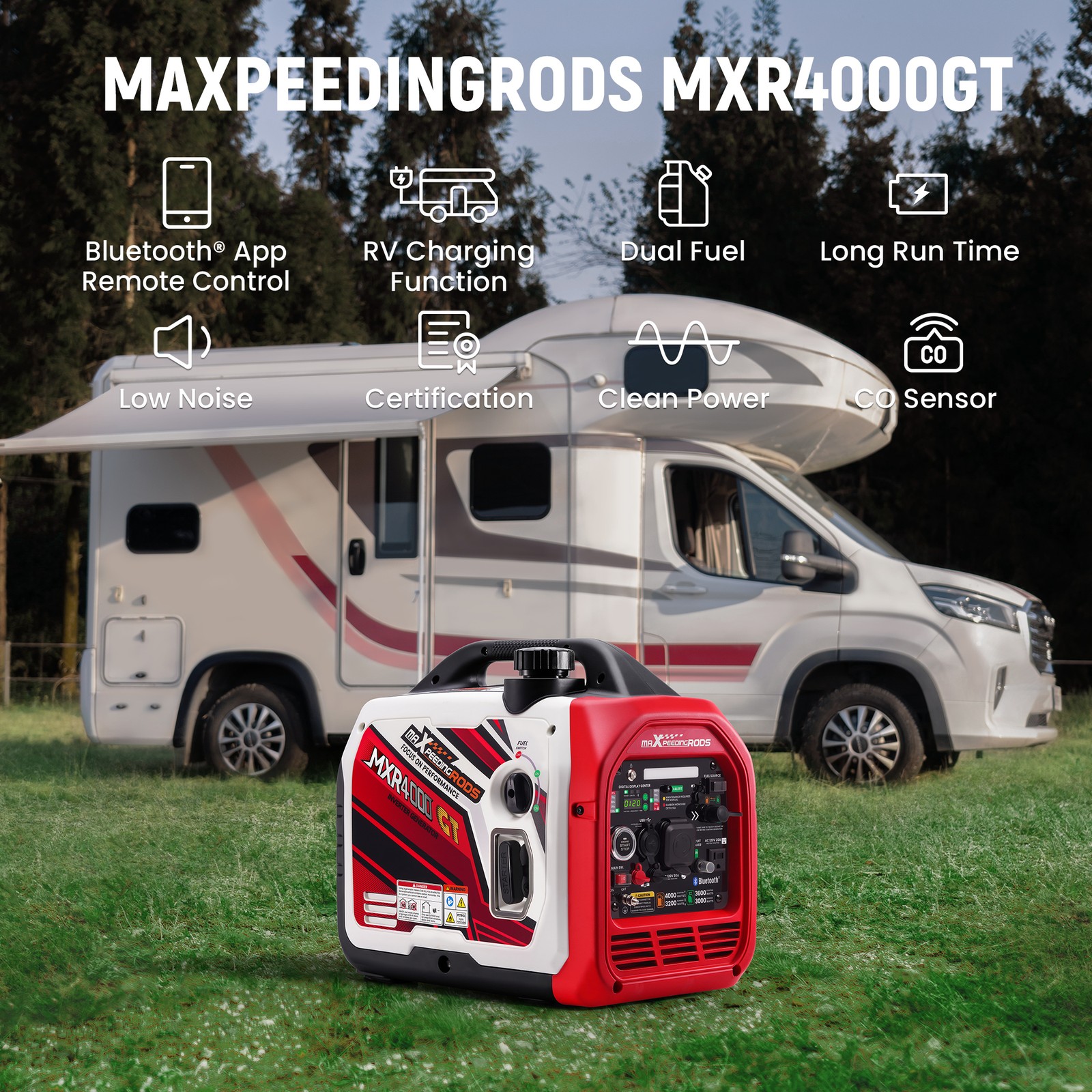 4000w Portable Dual Fuel Generator Inverter LPG/Gas Bluetooth Start Quiet
