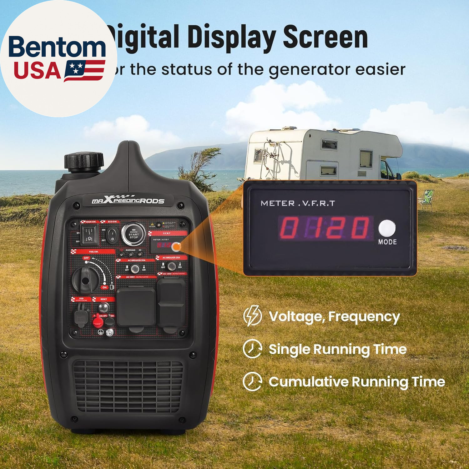 4800W Gasoline Inverter Generator, Electric Start and Remote Start, Gas Powered