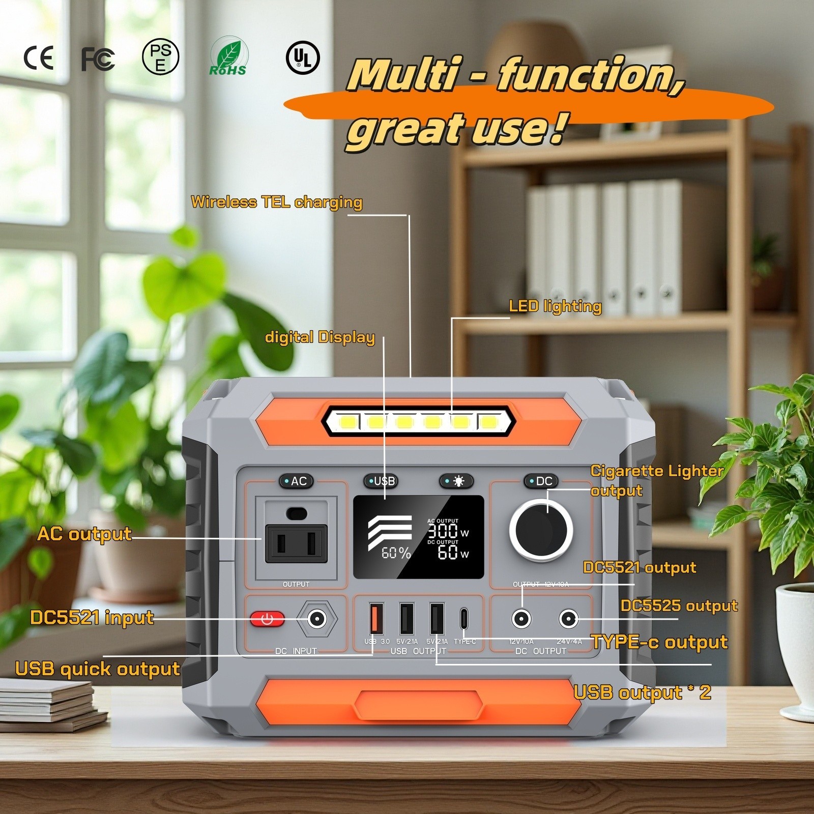 portable power station with solar panel fast charging wireless charging outdoor