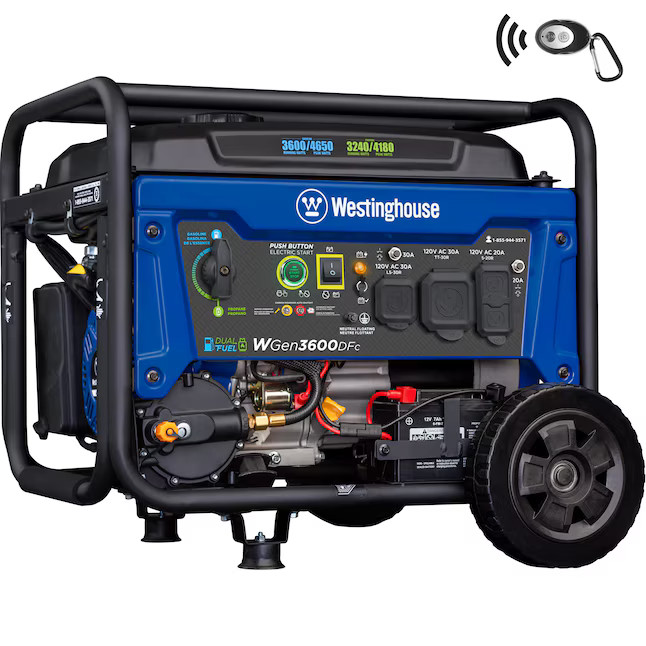 Westinghouse WGen3600DFc Remote Electric Start 4650 Starting / 3600 Running Watt