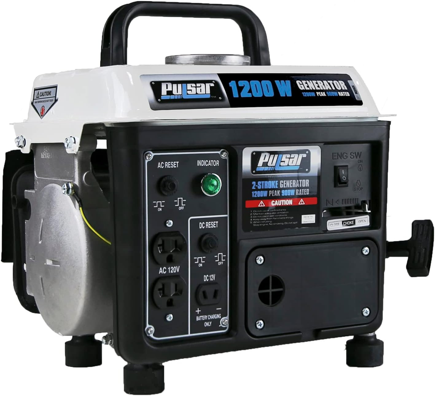 ,200W Carrying Handle, PG1202SA Gas-Powered Portable Generator, 1200W, Black/Whi