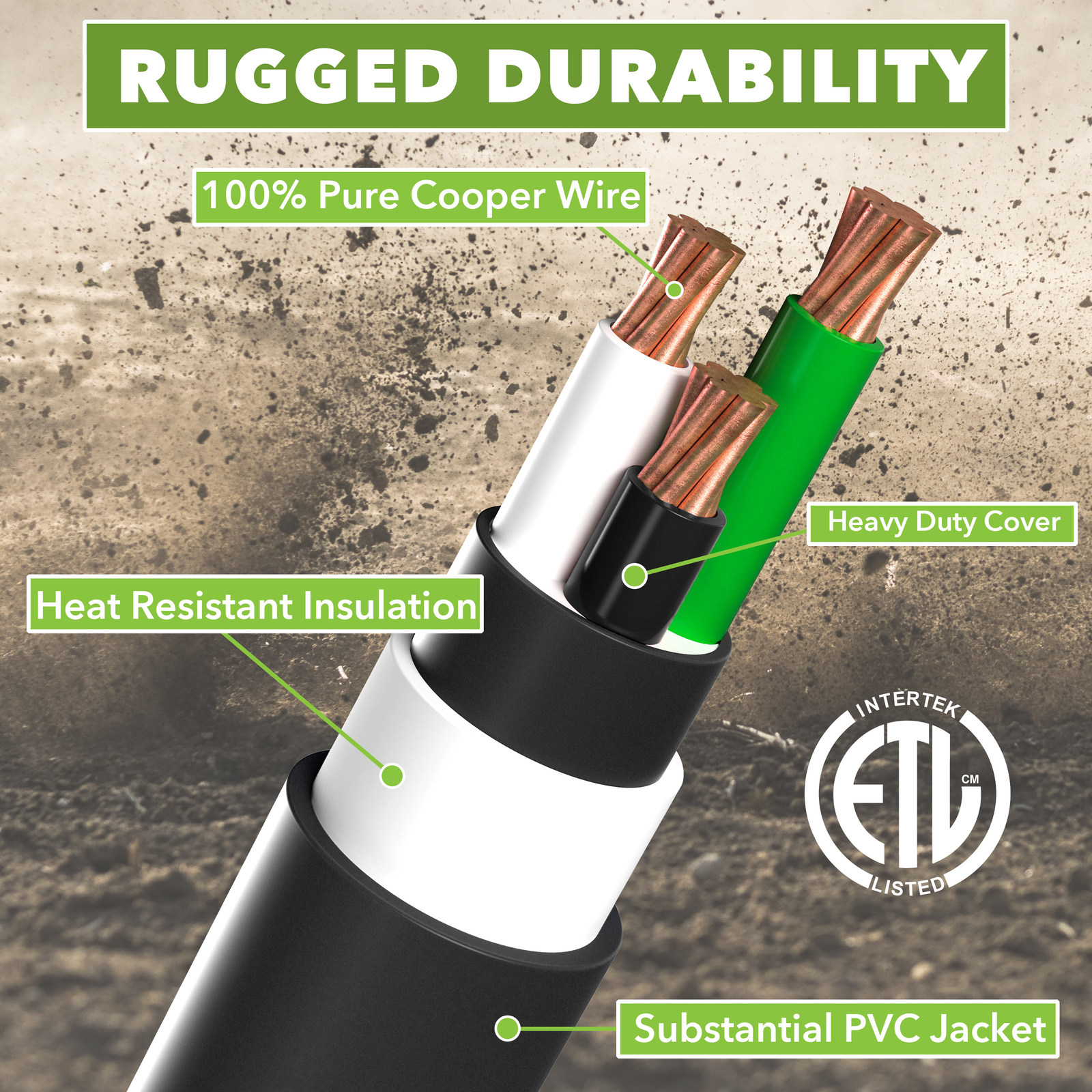 Generator Extension Cord 50 Ft 3 Prong Power Cable 10 3 30 Amp Adapter Plug New