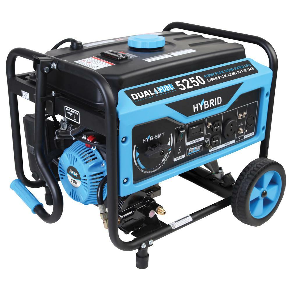 Pulsar 5,250-Watt Portable RV Ready Dual Fuel Gas Powered Generator Home Backup