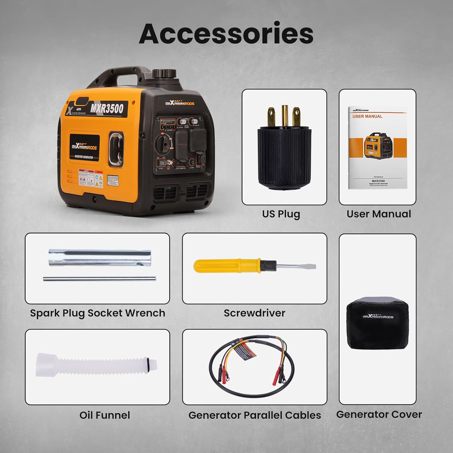 Maxpeedingrods 3500 Watt Portable Inverter Generator Gas Powered, EPA Compliant,