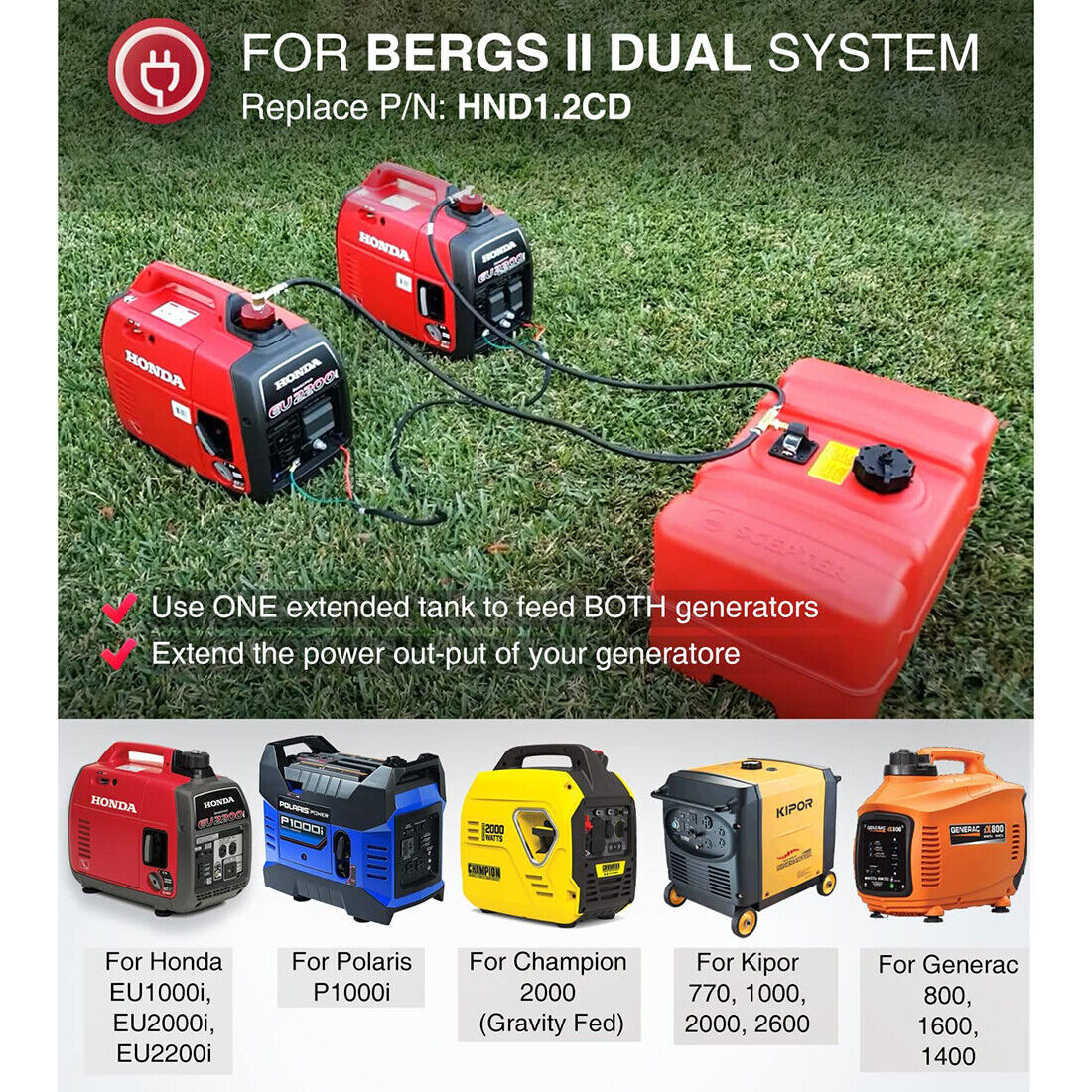 HND1.2CD Bergs II Dual System Fuel Extender Run Generator Kit for Honda Generac
