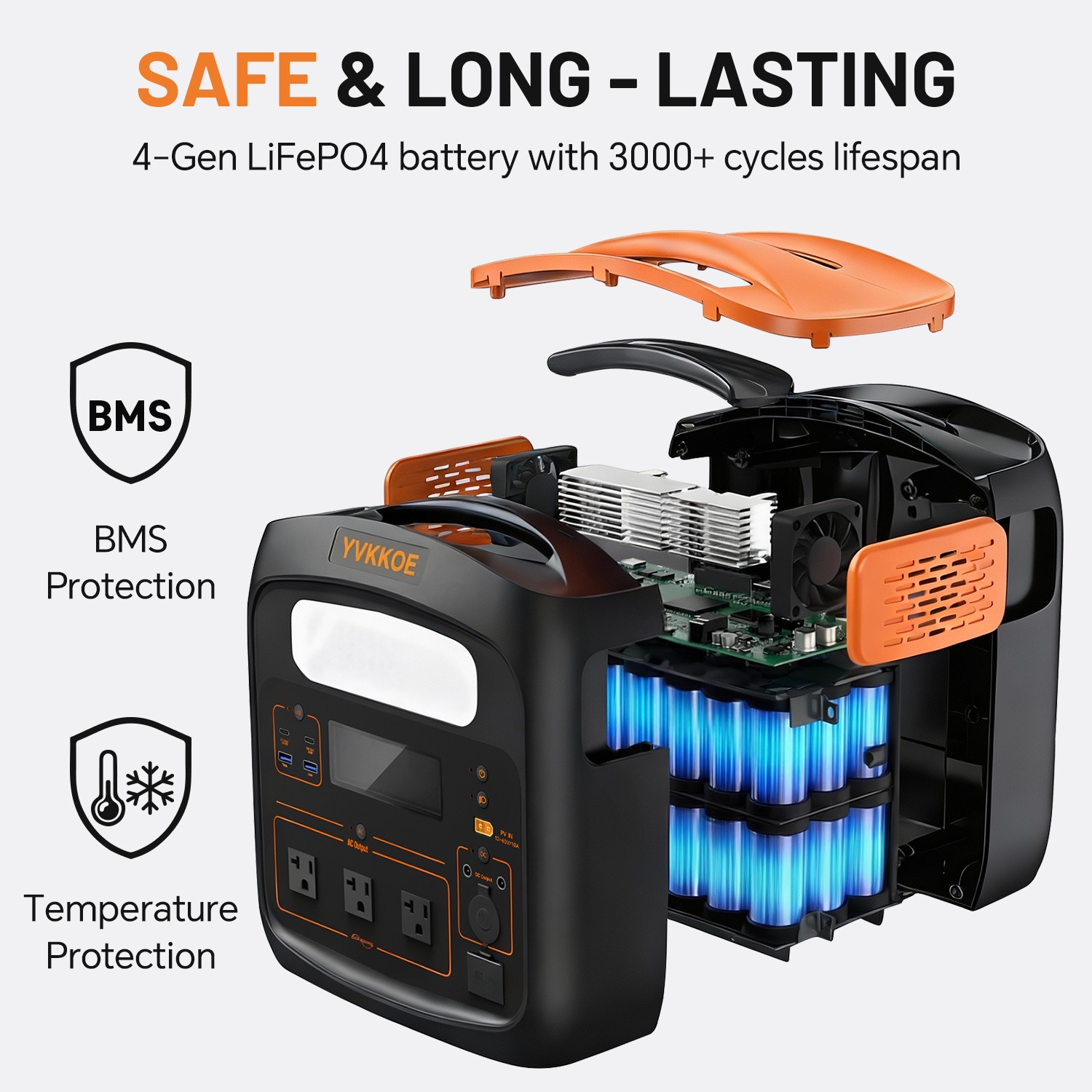 YVKKOE Portable Power Station 1800W LiFePO4 Solar Generator for Camping RV