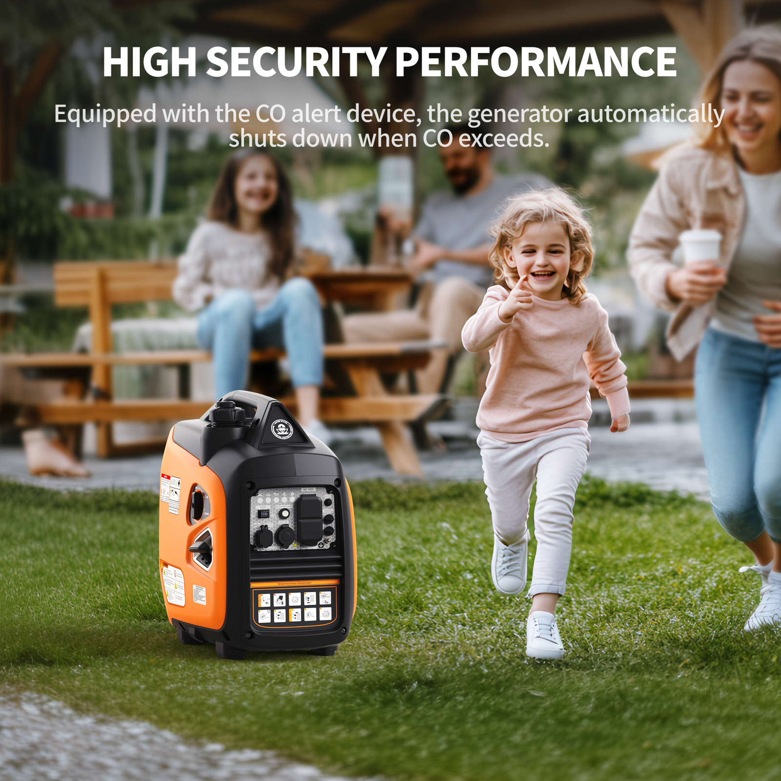Efurden 2500W×2 Inverter Generator Gasoline Quiet Portable for Emergency Power