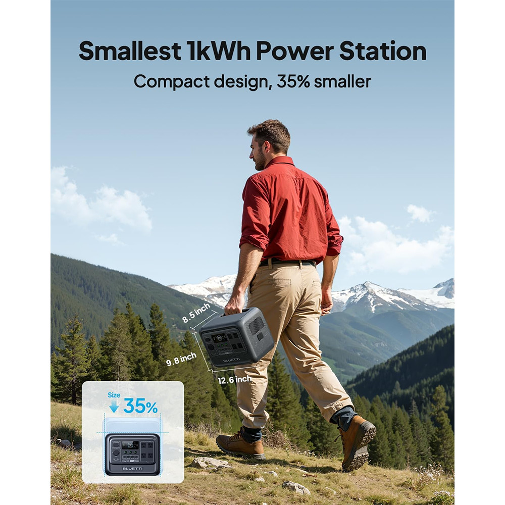 BLUETTI Elite 100 V2 1024Wh Power Station+100W Solar Panel Solar Generator