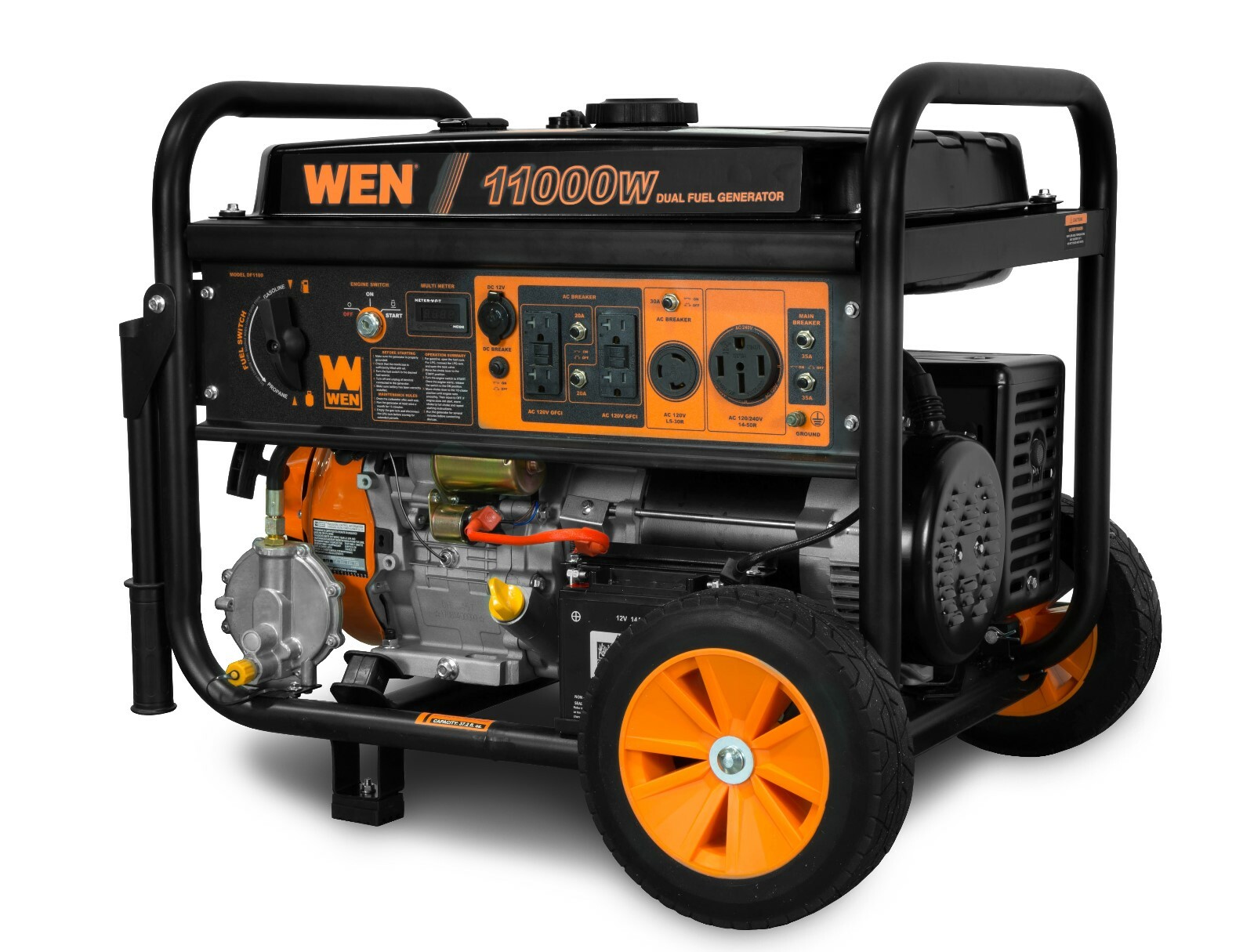 WEN 11,000-W Portable Hybrid Dual Fuel Gas Generator with Electric Start Home RV