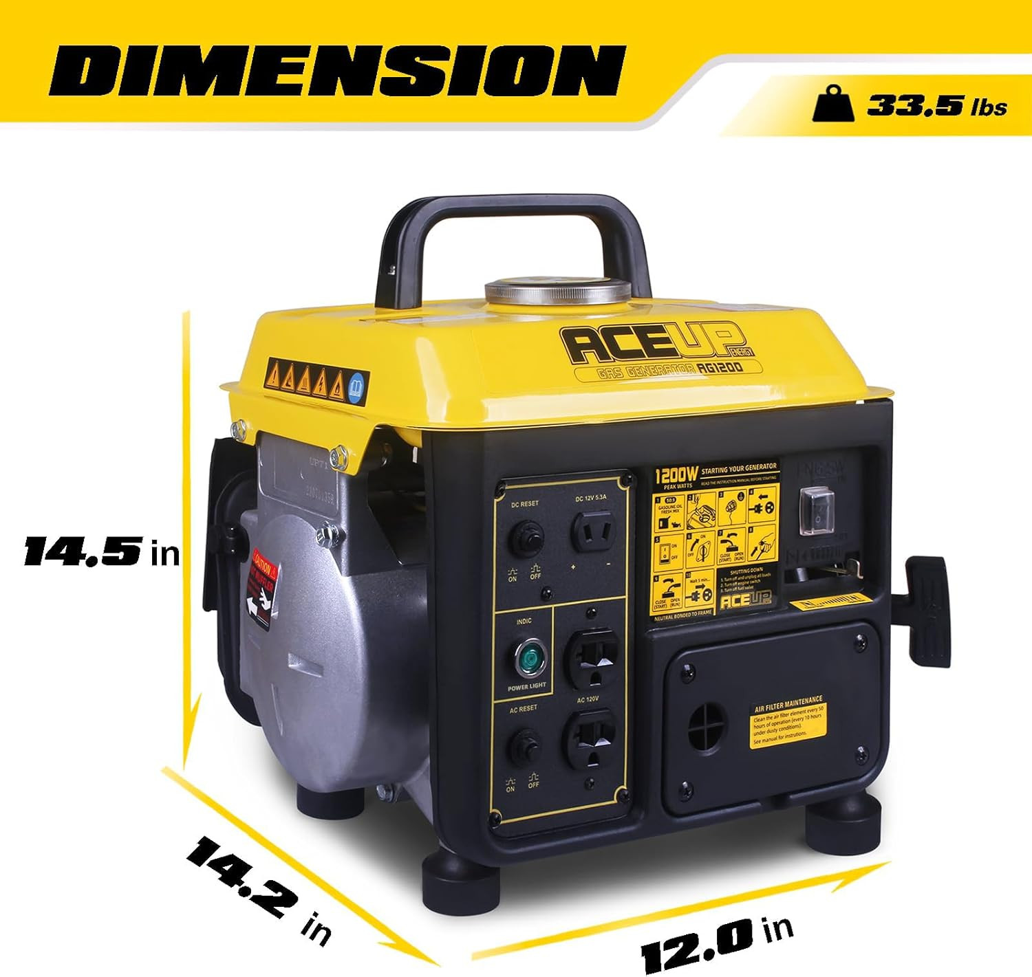 1,200W Gas Powered Generator, Small Portable Generator for Home Use Ultralight,