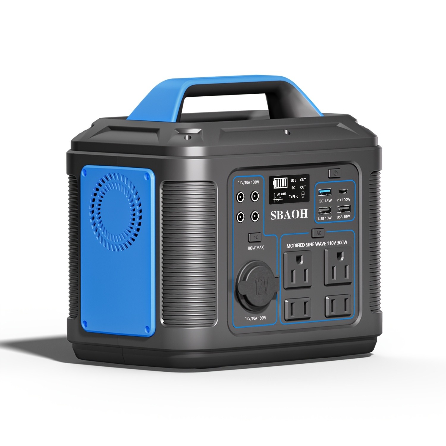 SBAOH 300W Portable Power Station 296 Wh Solar Generator with LED Lights