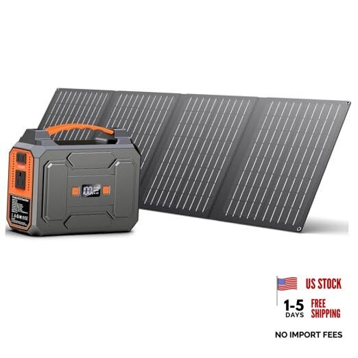 Solar Powered Generator 200W Peak/100W Rated, Portable Solar Grey & Orange