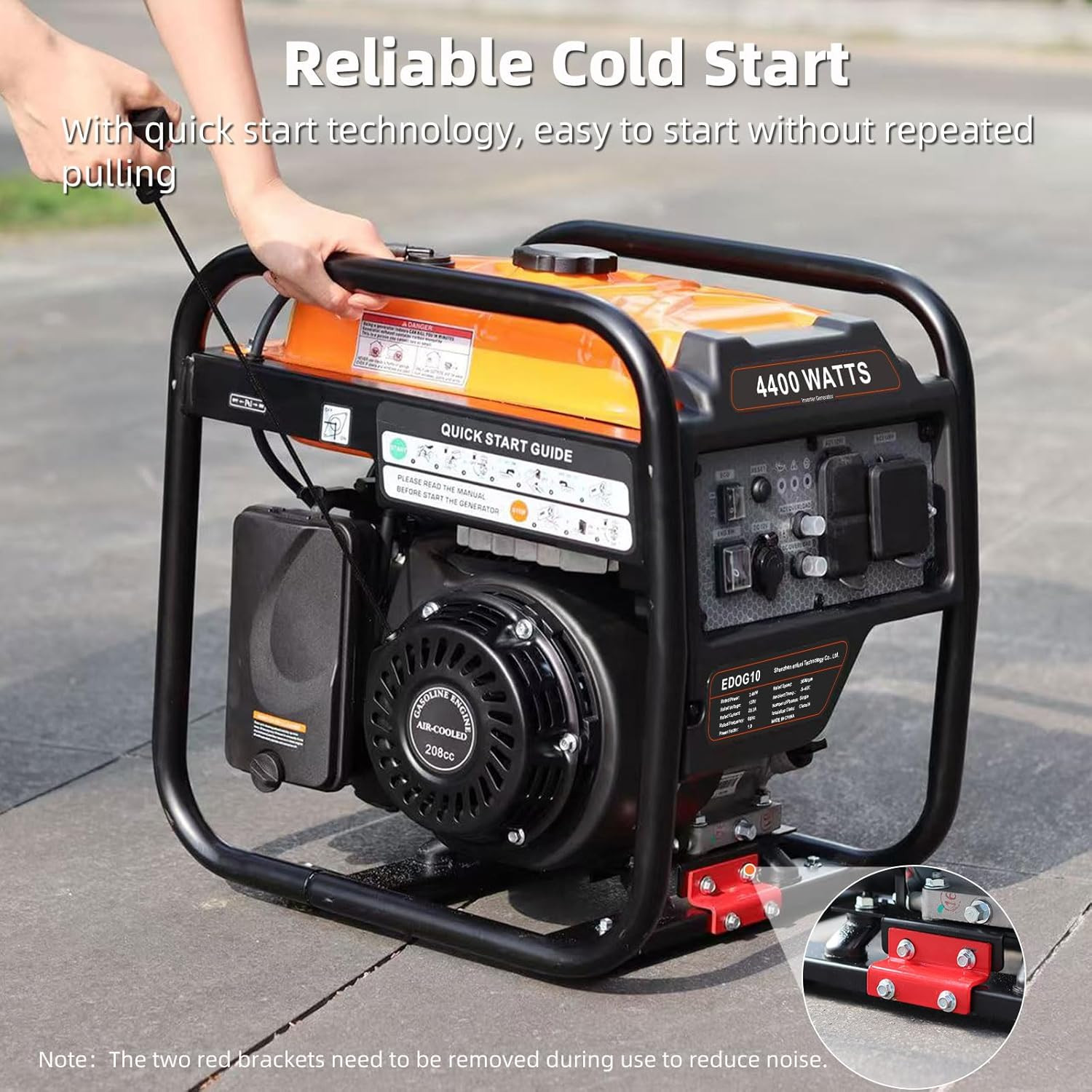 4400-Watts Inverter Generator, Open Frame Generator Gas Powered, Emergency Home