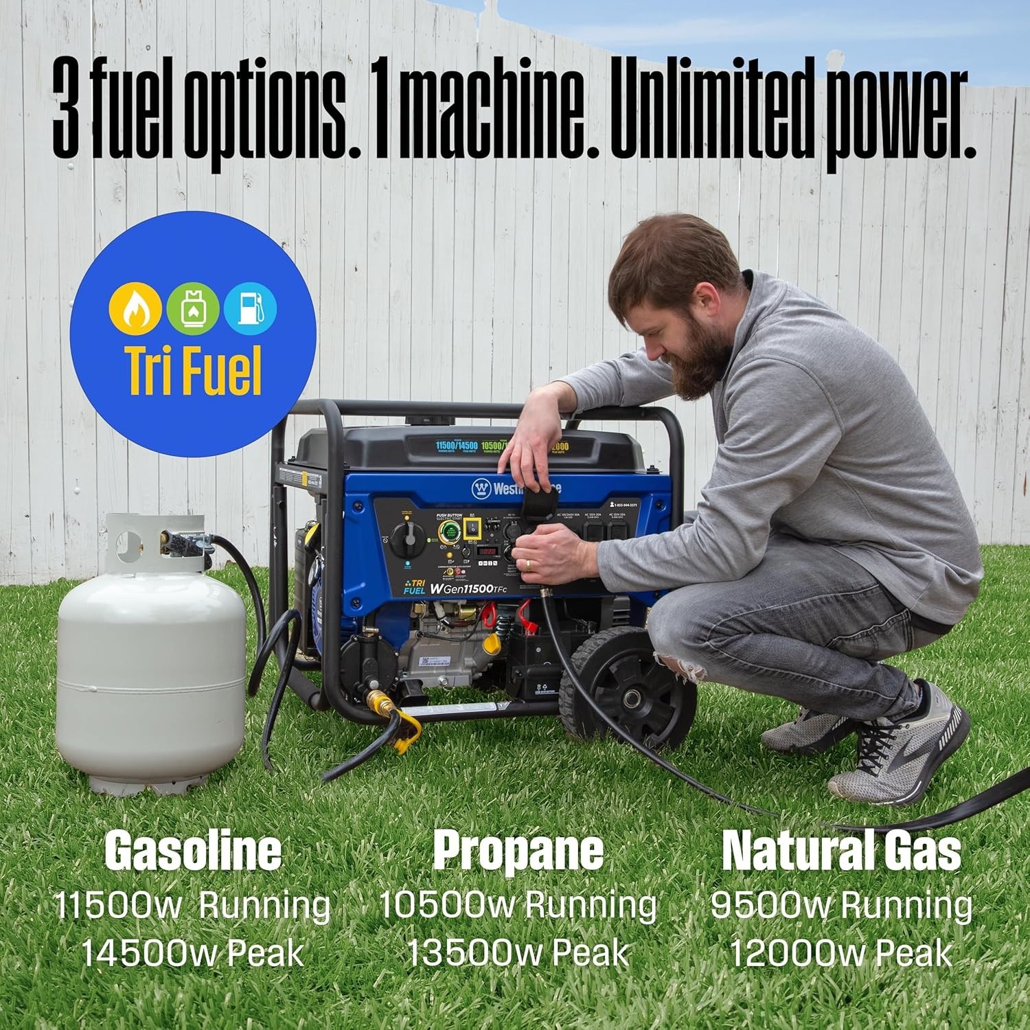Westinghouse 14,500-W Portable Tri-Fuel Gas Generator w/ Remote Start, CO Sensor