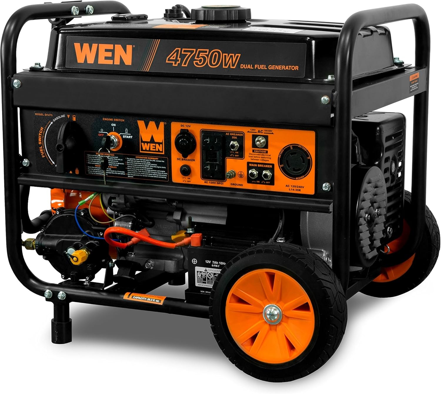 4,750-Watt 120V/240V Dual Fuel Portable Generator W/ Wheel Kit & Electric Start