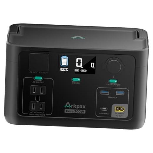 Portable Power Station 300W, 600W Peak Backup LiFePO4 Battery 192Wh Solar Black