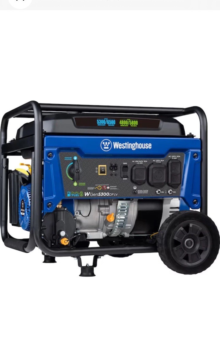 Westinghouse WGen5300DFcv Recoil Start 6500 / 5300 -Watt Gasoline generator