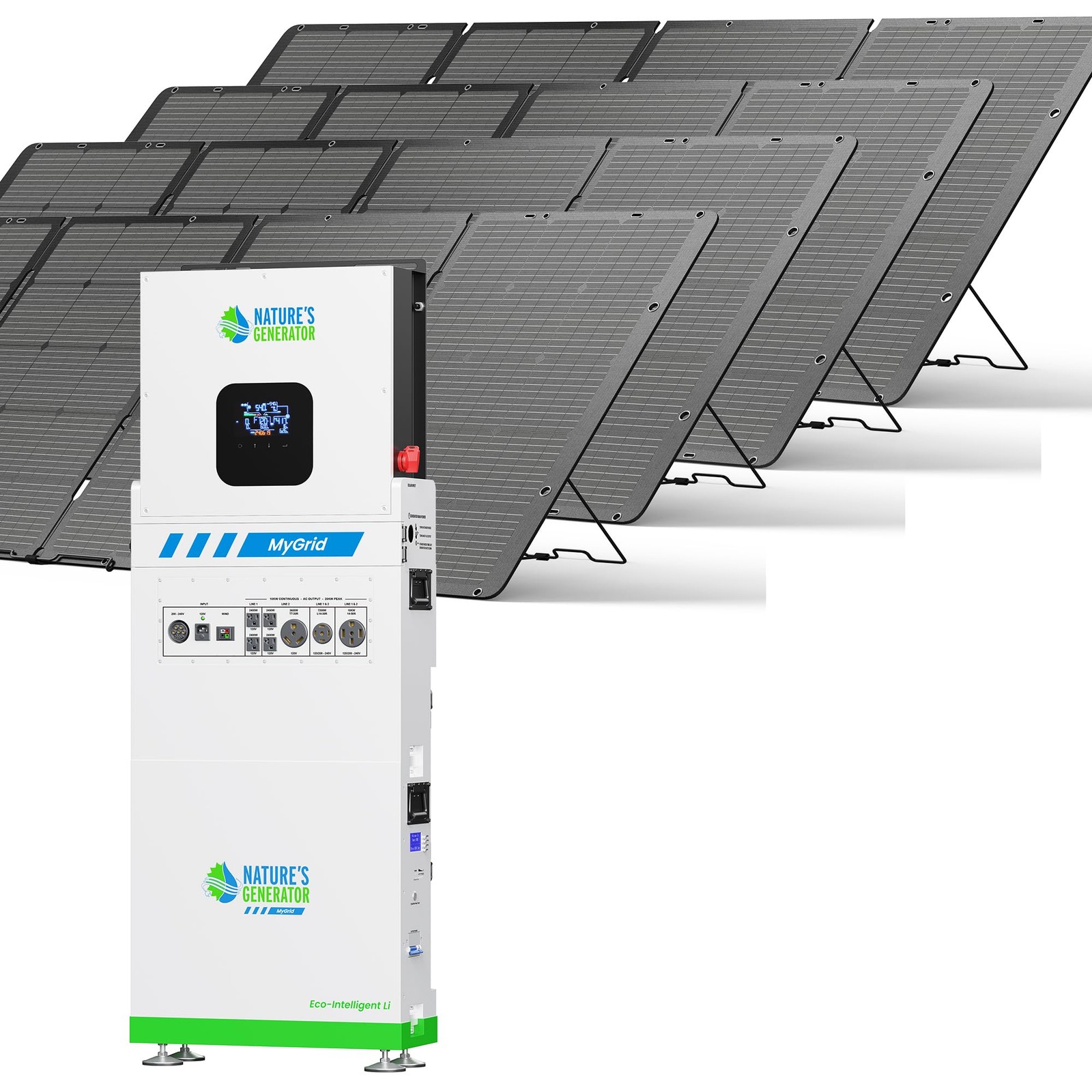 Nature’s Generator Lithium 10K Generator with 4pcs 400W Folding Solar Panel