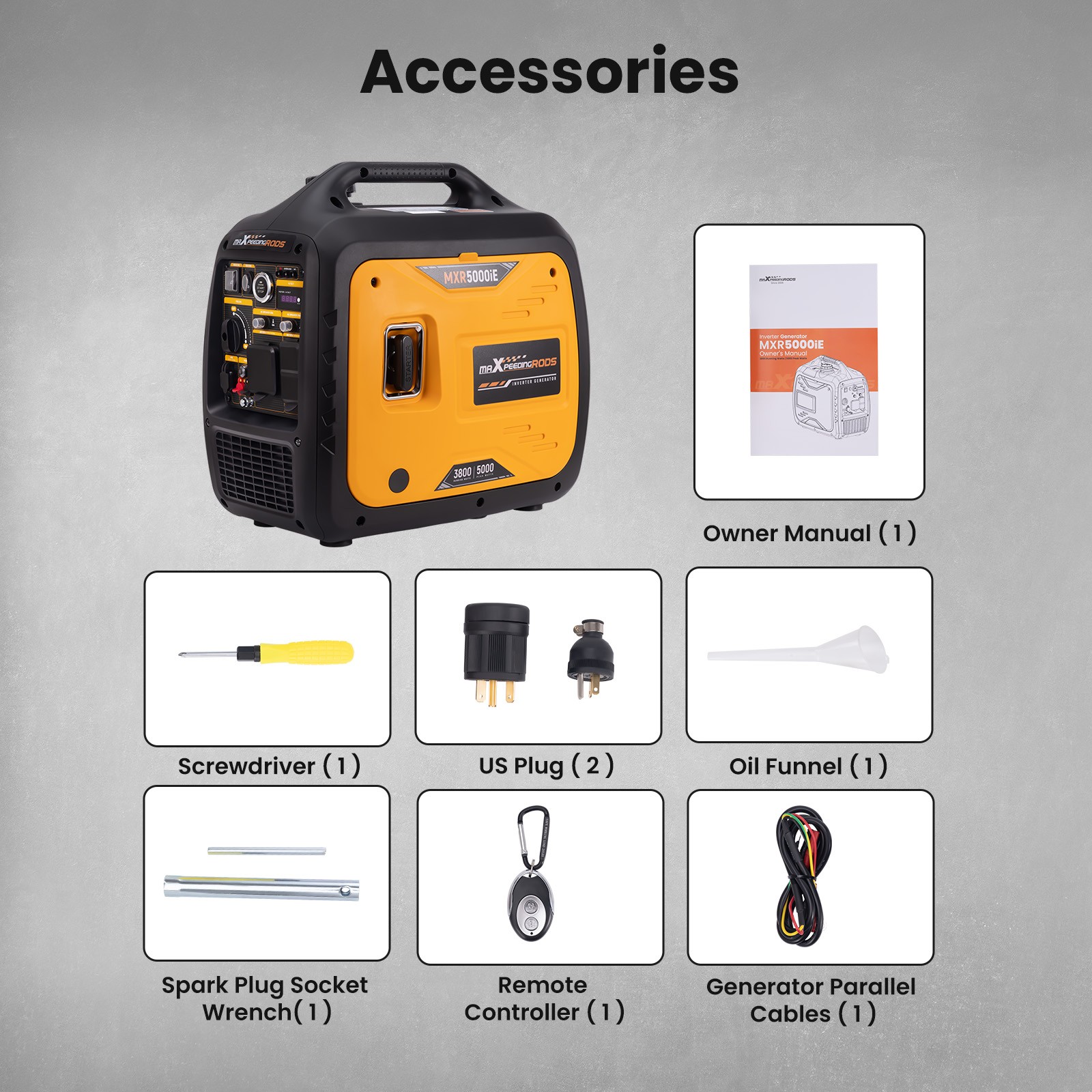 Quiet Gas Generator 4800W Peak Power Electric Remote Start CO Alert RV Ready USB