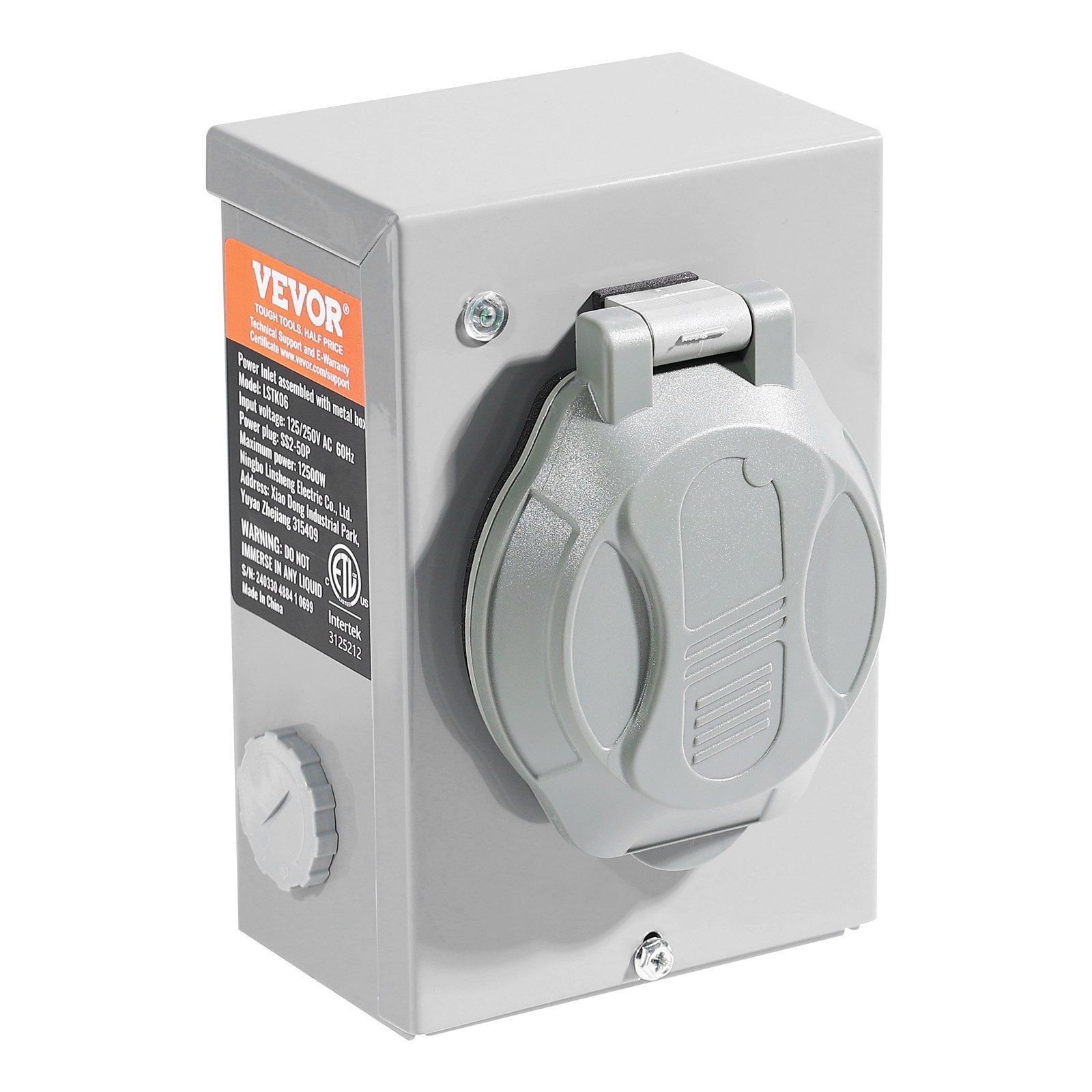 ETL-Certified 50A 50FT Generator Cord & Pre-Drilled Inlet Box for Home/RV