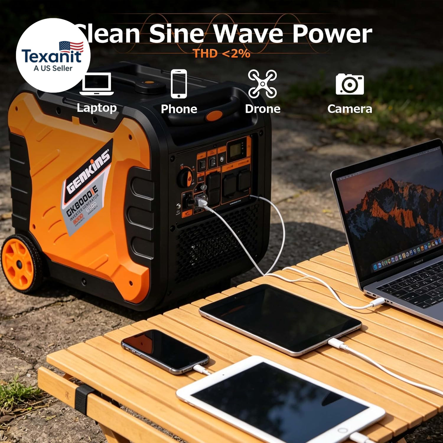 Inverter Generator 8000W Outdoor Portable Generators Gas Powered Super Quiet wit