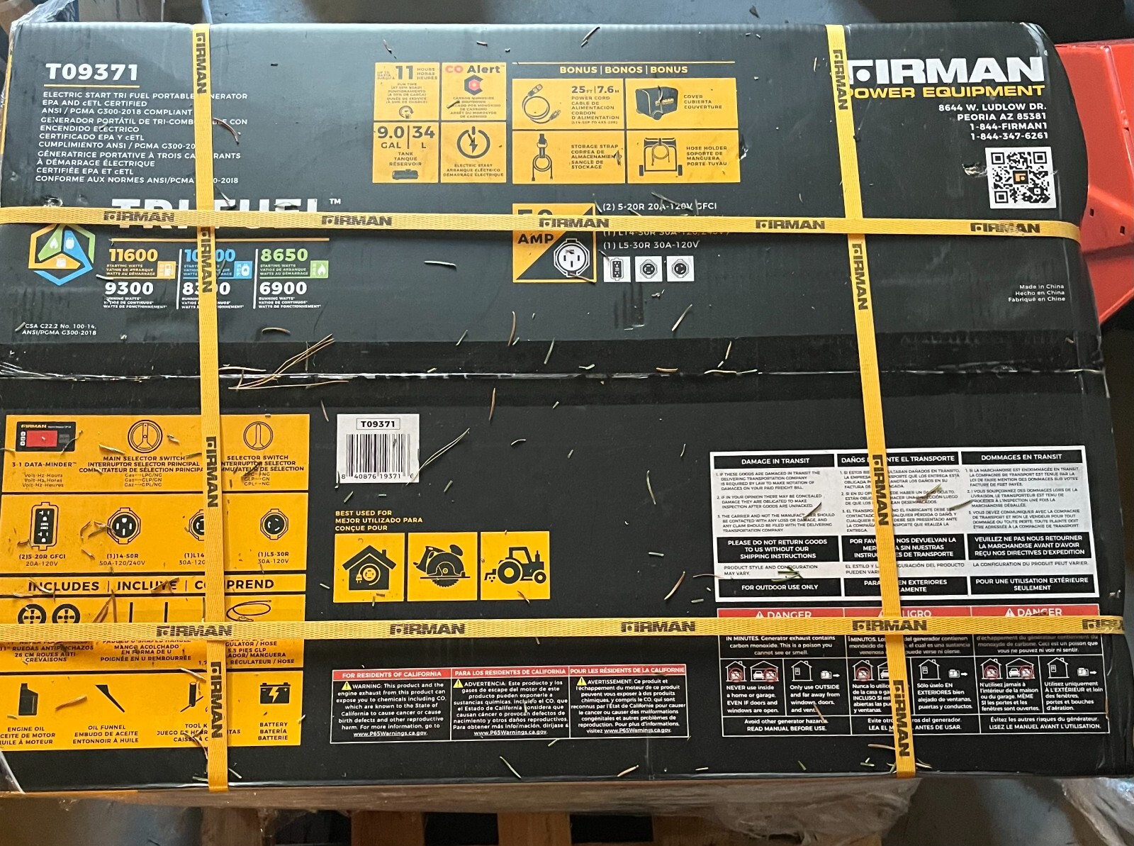 Generator – Firman T09371 Electric Start 120/240V with Power Cord 11600 / 9300 –