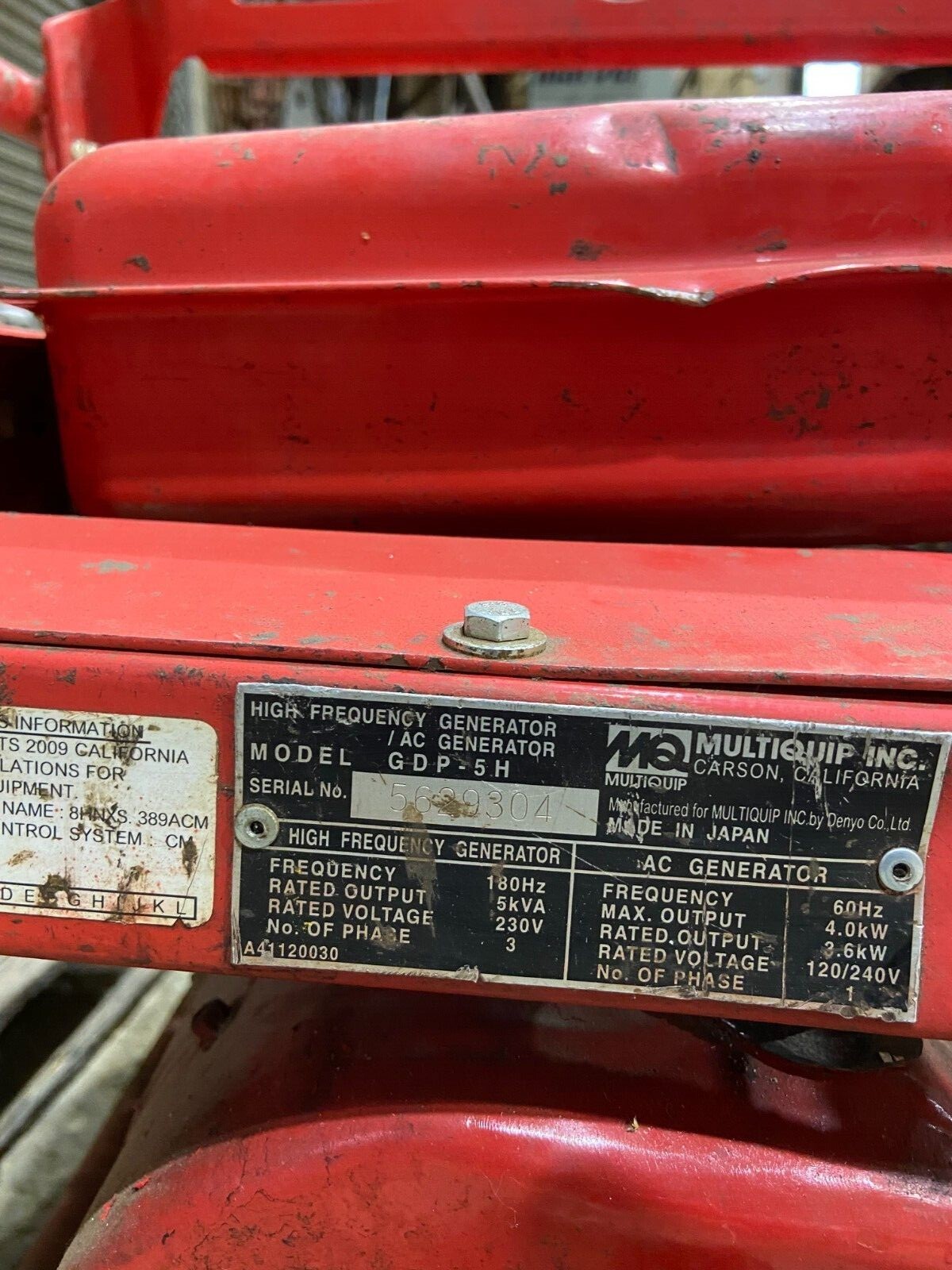 Generator MultiQuip GDP 5HA   3 Phase 230v  Honda GX340 Gasoline Engine 